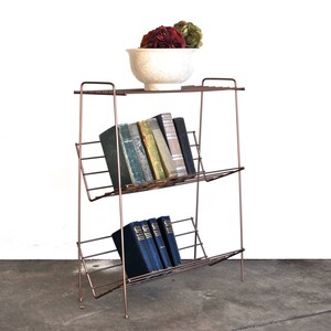 Mid Century Metal Wire Book Shelf or Magazine Rack