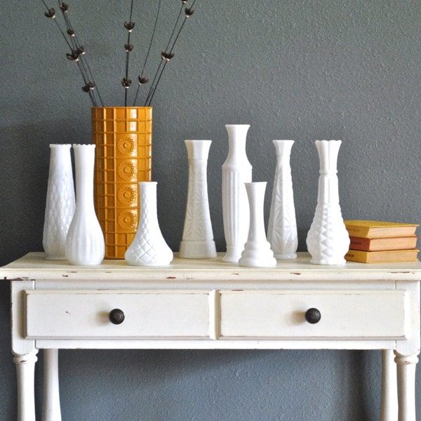 Milk Glass Vase Collection - Set of 8