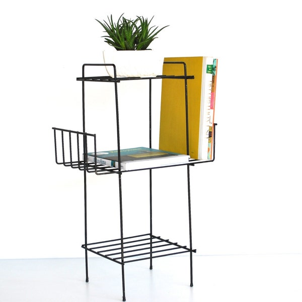 Mid Century Magazine Rack / All Purpose Metal Stand / Plant Stand