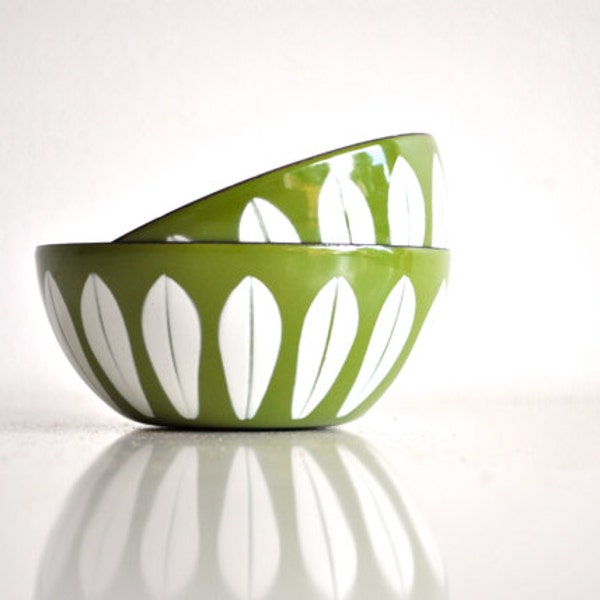 Catherine Holm Green Enamel Bowls - Lotus Leaf