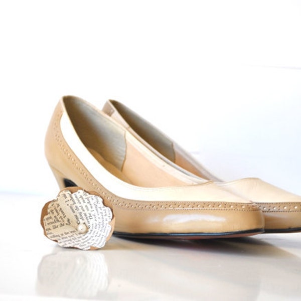 Vintage Spectator Heels - Ivory and Tan - Wedding shoes