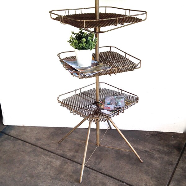 Vintage Industrial Metal Store Display | Vintage Metal Four Tier Shelf | Retail | Department Store