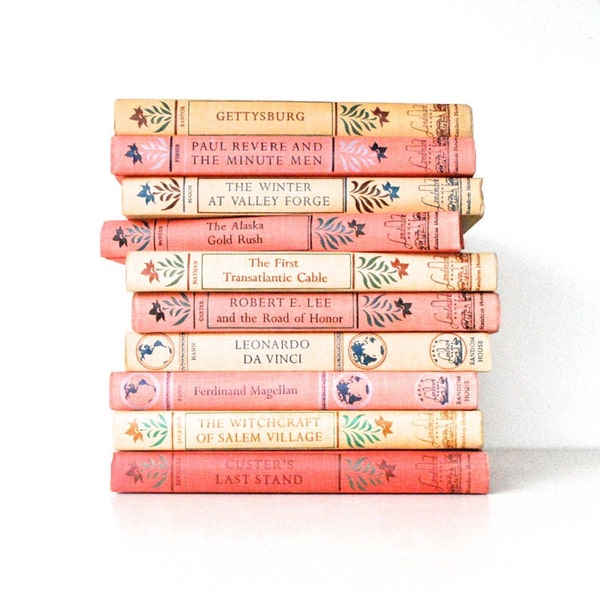 HOLIDAY SALE - Vintage Landmark Book Collection - School Learning Books - Red and Tan Book Collection