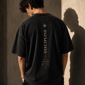 Oversized-T-Shirt mit Motivationsaufdruck auf dem Rücken, Unisex-Shirt im Vintage-Look