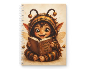 Bee Goblin Spiral Notebook Cozy Fantasy Writing Journal for Readers, Writers and Creative Chaos