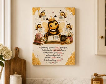 Queen Bee Encouragement Print | Inspirational Bee Wall Art | Positive Mindset Quote | Women Supporting Women Decor | Book Lover Gift