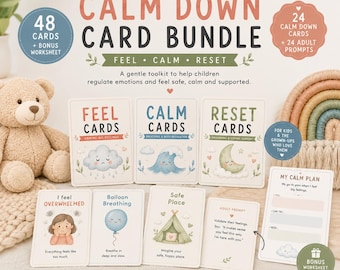 Calm Down Cards for Kids Printable | Emotional Regulation Toolkit | Feelings Cards & Parent Support PDF