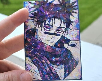 Pegatina holográfica de anime "Hechicero Hermano Mayor", calcomanía de vinilo de fragmento de vidrio de anime (3.5")