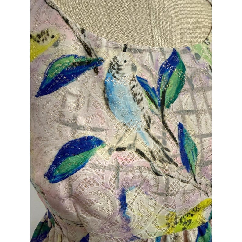 Leifsdottir Anthropologie Fairycore Metallic Brocade Empire Babydoll Top Sz 2 image 6
