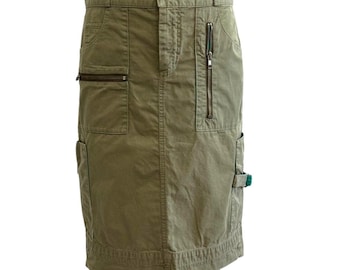 Marc Jacobs Y2K-kjol med låg midja och utility-modell för damer, storlek 4, olivgrön