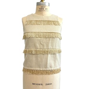 Anthropologie Sonntag in Brooklyn Metallic Fringe Tweed Shell Top Größe Medium Bild 1