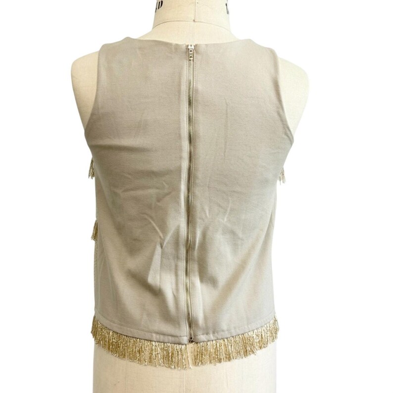 Anthropologie Sonntag in Brooklyn Metallic Fringe Tweed Shell Top Größe Medium Bild 2