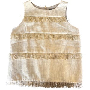 Anthropologie Sonntag in Brooklyn Metallic Fringe Tweed Shell Top Größe Medium Bild 4