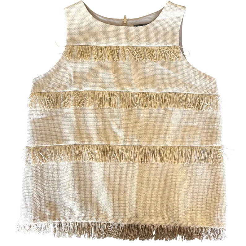 Anthropologie Sonntag in Brooklyn Metallic Fringe Tweed Shell Top Größe Medium Bild 4
