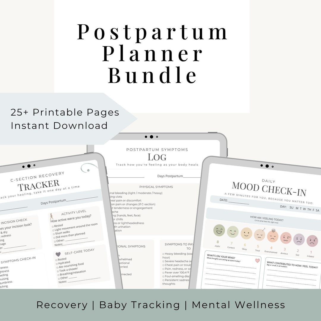 Postpartum Planner Bundle, New Mom Recovery Tracker (instant Download ...