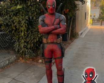 Professional Deadpool Costume Full Set with Mask Boots and Katana Props -Screen Accurate Wade Wilson Cosplay -Movie Quality Halloween Outfit