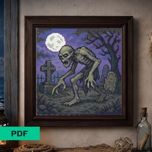 Graveyard Ghoul Cross Stitch PDF Pattern