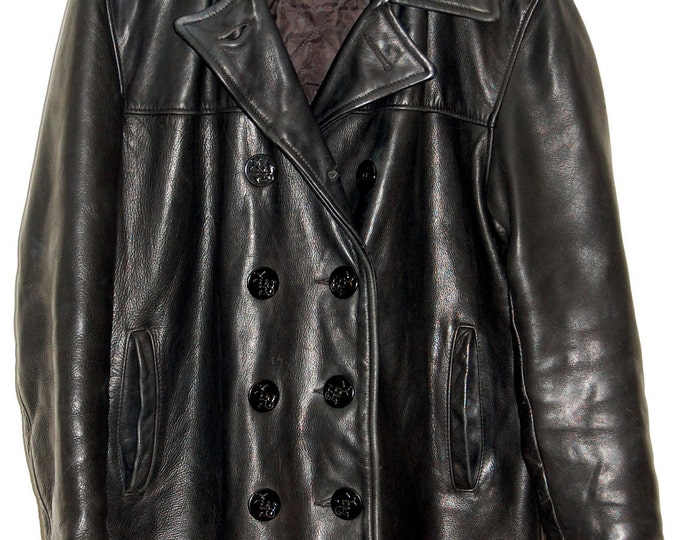 Schott 740n Leather Pea Coat Size 38 Made in NYC USA | Etsy