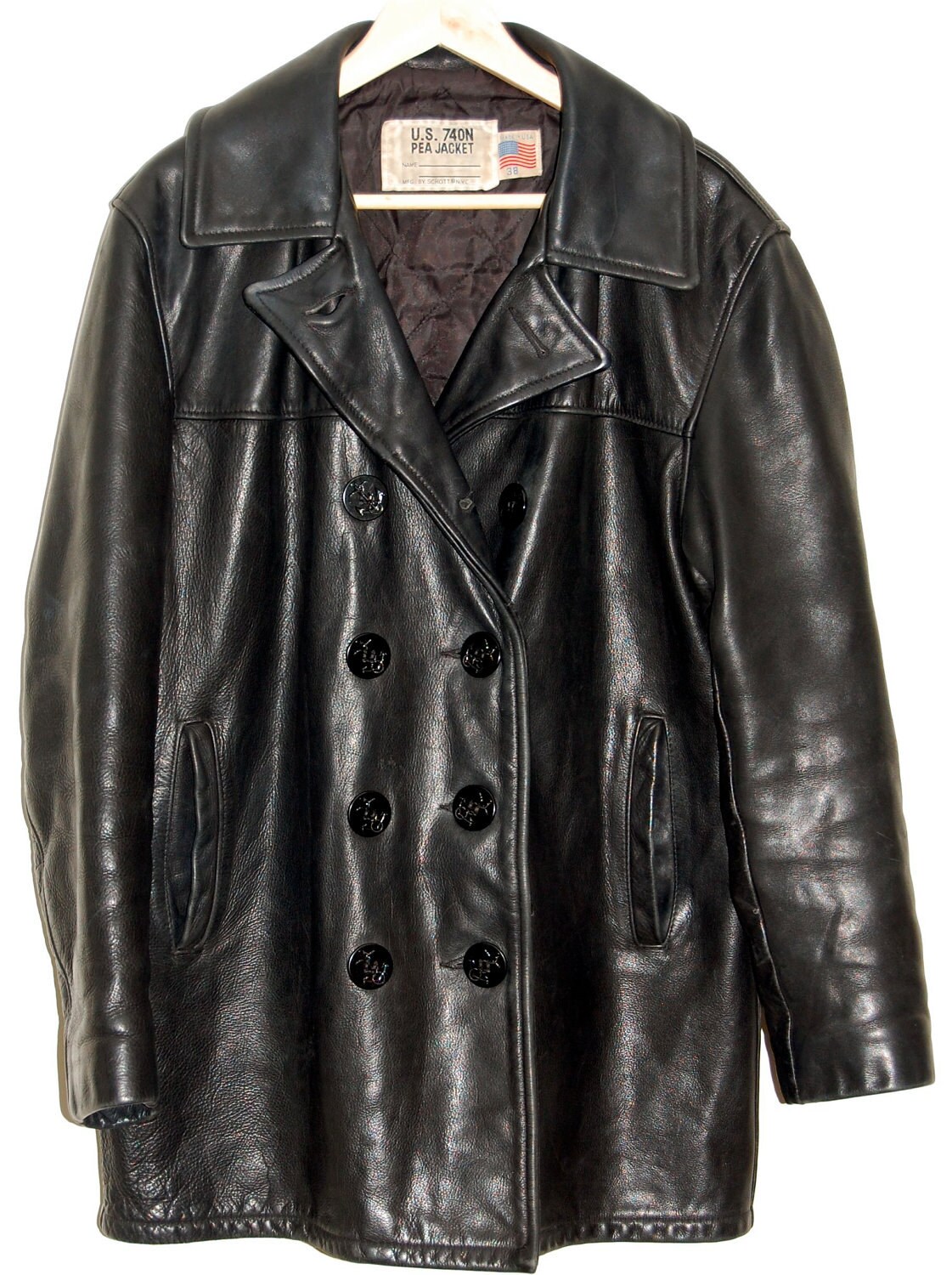 Schott 740n Leather Pea Coat Size 38 Made in NYC USA - Etsy