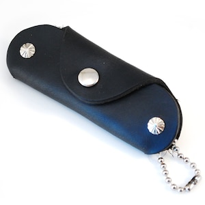 Navy Blue Horween Chromexcel Slim Leather Key Case