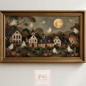 Halloween Village  Frame TV Art Vintage Spooky (Digital Download) 213