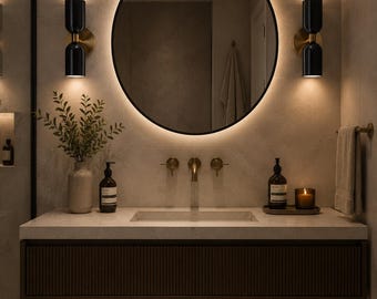 Black Brass Double Sconce | Mid Century Modern Wall Lamp Fixture