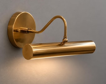 Wall Sconce, Mid Century Art Display Lamp, Handmade Brass Gallery Light, Bathroom Vanity Lighting, Bedroom Study Room Office Wall Fixture,