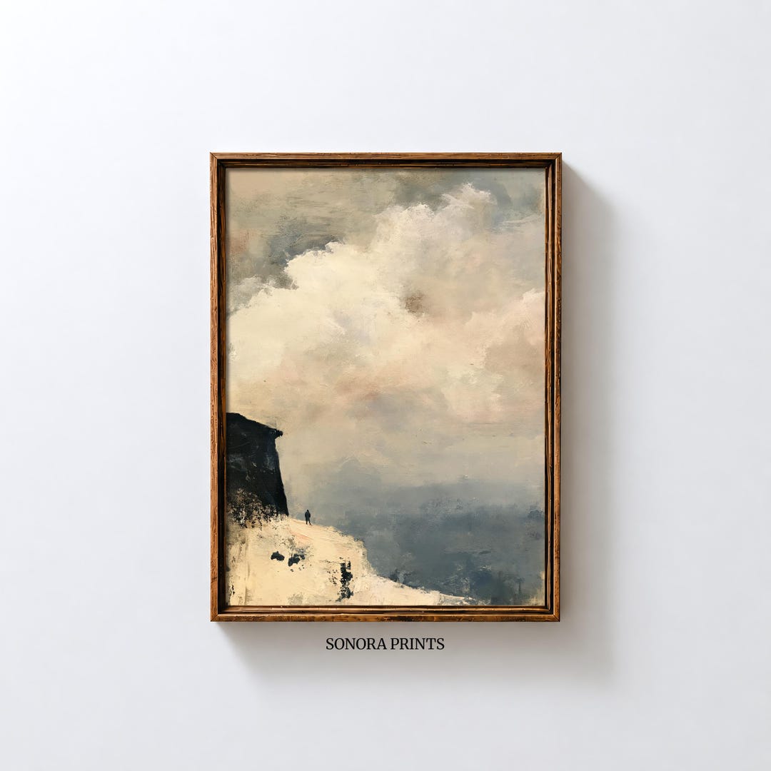 Abstract Coastal Cliff Printable Art, Moody Neutral Landscape Print - Etsy