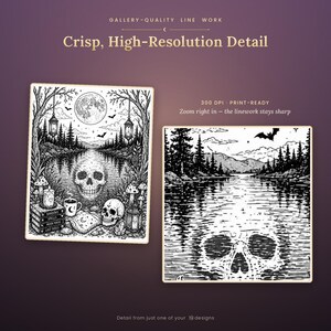 Cozy Gothic Coloring Book | 19 Hand-Drawn Pages for Calm Evenings (PDF Download) image 8