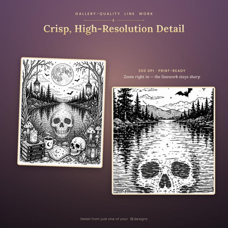 Cozy Gothic Coloring Book | 19 Hand-Drawn Pages for Calm Evenings (PDF Download) image 8