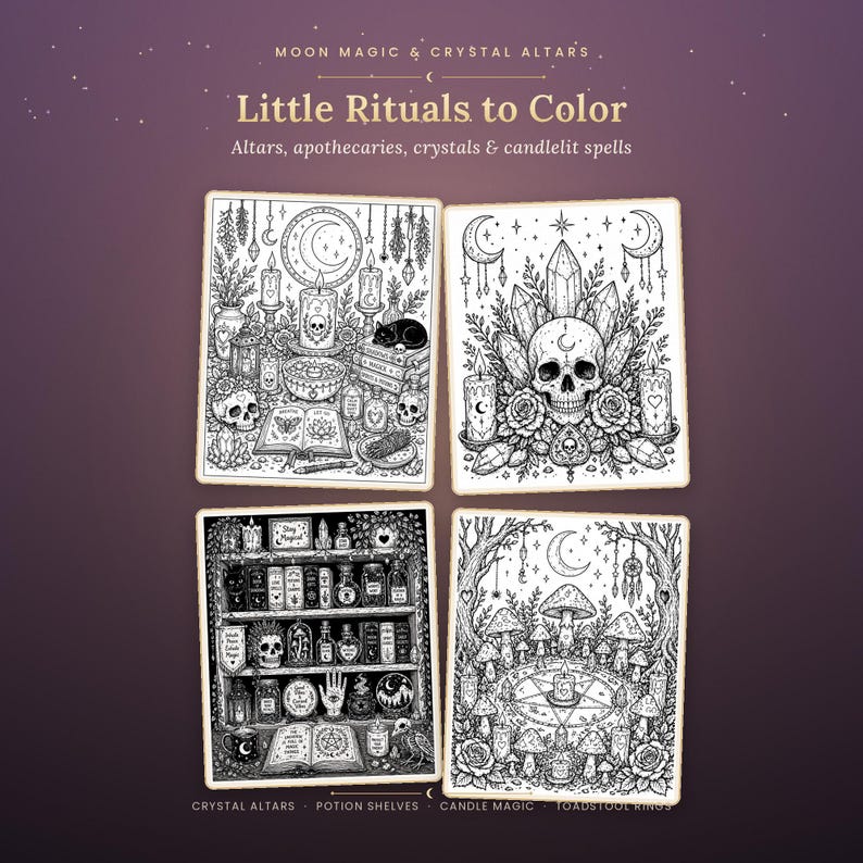 Cozy Gothic Coloring Book | 19 Hand-Drawn Pages for Calm Evenings (PDF Download) image 5