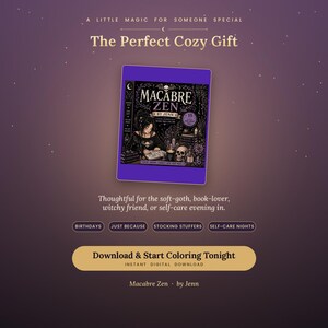 Cozy Gothic Coloring Book | 19 Hand-Drawn Pages for Calm Evenings (PDF Download) image 10