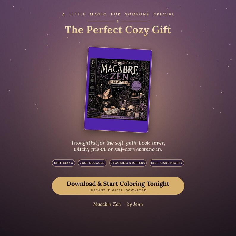 Cozy Gothic Coloring Book | 19 Hand-Drawn Pages for Calm Evenings (PDF Download) image 10