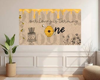 Plantillas personalizables para pancartas de cumpleaños con temática de abejas (3 incluidas)