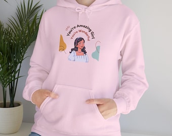Sudadera con capucha con ilustración positiva / Estampado gráfico "You're Girl"
