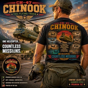 CH-47 Chinook helikopter T-shirt | Vintage flygande lastbil flyg-T-shirt