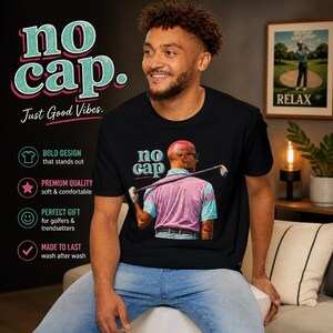 No Cap Golf Shirt Retro 90s Funny Bald Golfer Tee Vintage Style Golf Humor Shirt Sunburn Head Joke Tee Golf Gift for Him