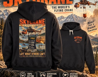 Sudadera con capucha Sikorsky S-64 Skycrane, arte de aviación vintage, regalo de helicóptero de carga pesada