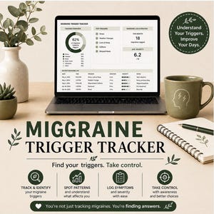 Migraine Trigger Tracker Google Sheets | Headache Log (Instant Download)