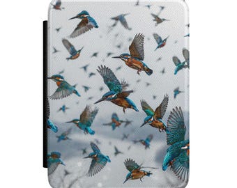 Custodia per Kindle con motivo di martin pescatori / Motivo di uccelli in volo, copertina per lettore di contenuti naturalistici