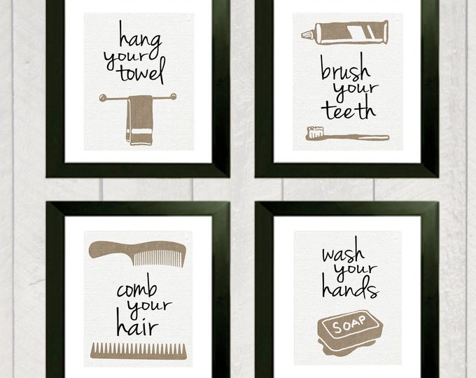 Bathroom Art Print Set of 4 Etsy