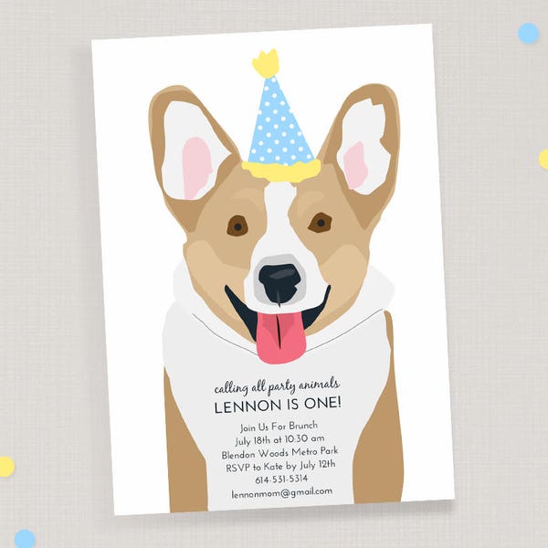 Dog Birthday Invitation - Children's Birthday Invite