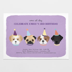Chien Theme Invitation Anniversaire Chiot Chien Anniversaire Etsy