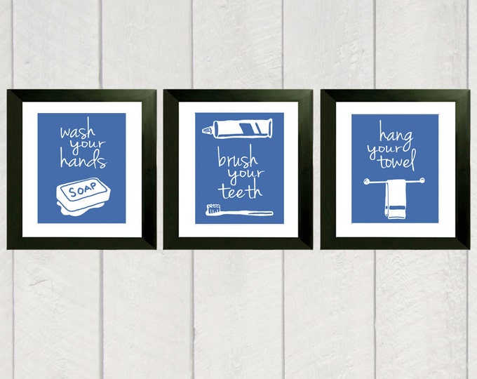 Bathroom Art Print Set of 3 Color 8x10 Etsy