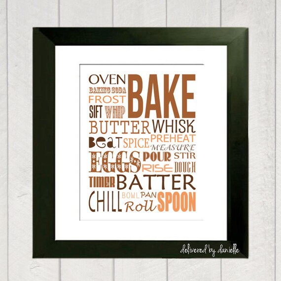 Items similar to Kitchen Art Print Bake 8x10 on Etsy