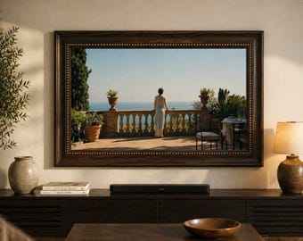 Marco de TV personalizado marrón para Samsung Frame TV / Marco de arte dorado vintage / Bisel de madera / Compatible con televisores Samsung, LG y Tcl / Fácil instalación