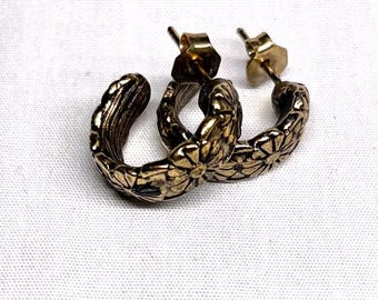 Vintage Floral Hoop Earrings