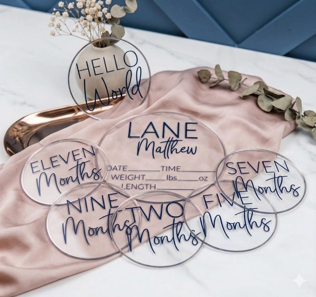 Personalized Acrylic Baby Monthly Milestone Rounds Newborn Name Sign ...