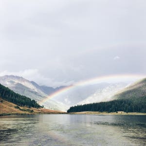 new promises // photography, rainbow photograph. vail photograph, mountains art print, square print image 1