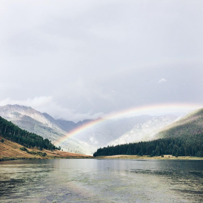 new promises // photography, rainbow photograph. vail photograph, mountains art print, square print image 1